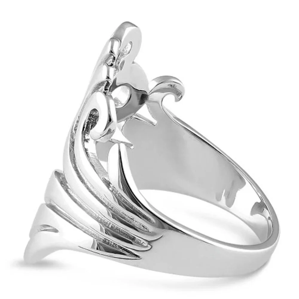 925 STERLING SILVER Waves Swirls Statement Ring - Picture 14 of 15